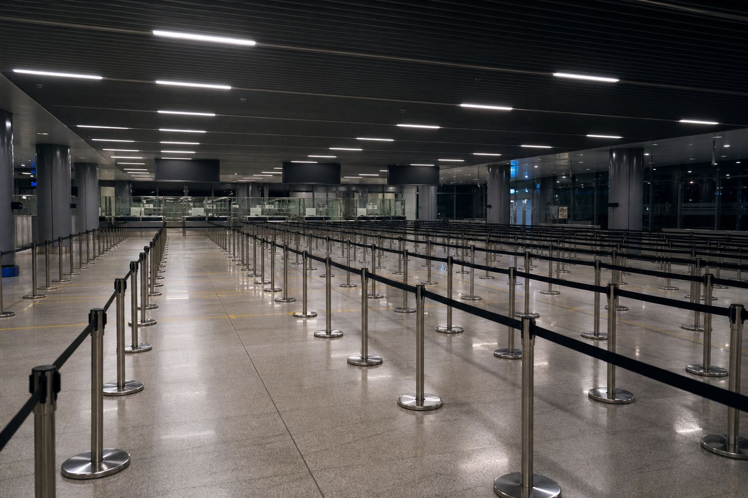 A border hall queue maze.