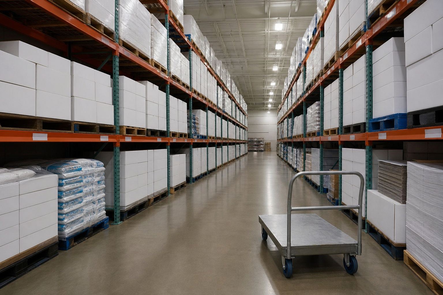 A warehouse aisle.